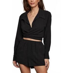 NEW SUNDAY RITUAL rhea textured shorts in black
